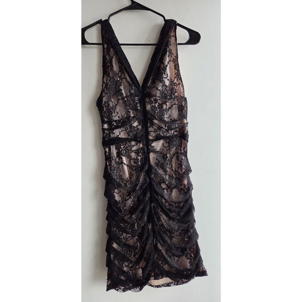 Sleeveless Bodycon Mini Lace Floral Lightweight Black Sexy Romantic Dress 1O - Picture 7 of 11